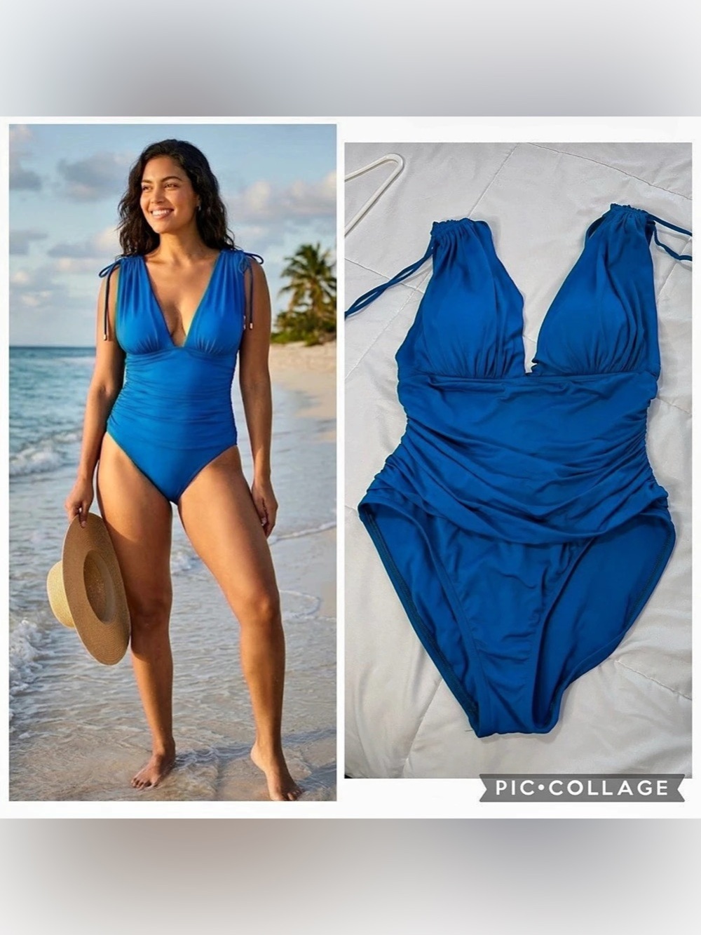 La Blanca ruched One-Piece Swimsuit in Blue US 4